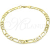 Oro Laminado Basic Anklet, Gold Filled Style Figaro Design, Polished, Golden Finish, 5.222.011.12