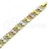 Oro Laminado Fancy Bracelet, Gold Filled Style Heart Design, Polished, Tricolor, 03.102.0049.1.07