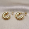 Oro Laminado Small Hoop, Gold Filled Style Hollow Design, Diamond Cutting Finish, Golden Finish, 02.163.0292.20