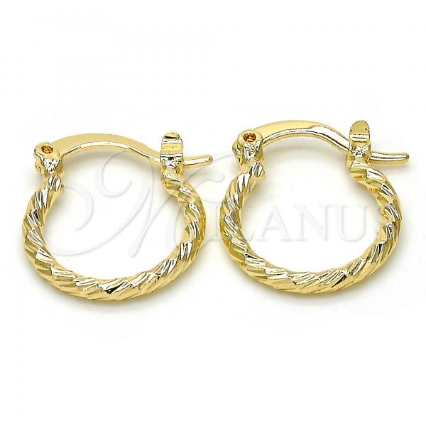 Oro Laminado Small Hoop, Gold Filled Style Diamond Cutting Finish, Golden Finish, 02.96.0084.15