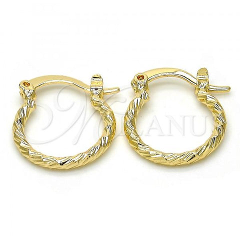 Oro Laminado Small Hoop, Gold Filled Style Diamond Cutting Finish, Golden Finish, 02.96.0084.15