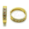 Oro Laminado Huggie Hoop, Gold Filled Style with Garnet Cubic Zirconia and White Micro Pave, Polished, Golden Finish, 02.210.0056.4.30