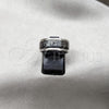 Stainless Steel Mens Ring, Cross and Triple Design, Black Enamel Finish, Steel Finish, 01.63.0637.11