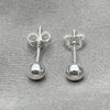 Sterling Silver Stud Earring, Ball Design, Polished, Silver Finish, 02.401.0055.04