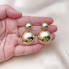 Oro Laminado Dangle Earring, Gold Filled Style Ball and Hollow Design, Polished, Golden Finish, 02.411.0042