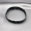 Stainless Steel Solid Bracelet, Greek Key Design, Polished, Black Rhodium Finish, 03.114.0384.09