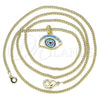 Oro Laminado Pendant Necklace, Gold Filled Style Evil Eye Design, Multicolor Enamel Finish, Golden Finish, 04.362.0015.20