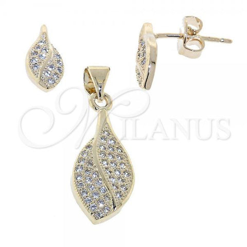 Oro Laminado Earring and Pendant Adult Set, Gold Filled Style with  Micro Pave, Golden Finish, 10.156.0042