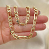 Oro Laminado Basic Necklace, Gold Filled Style Pave Figaro Design, Diamond Cutting Finish, Golden Finish, 5.223.034.20