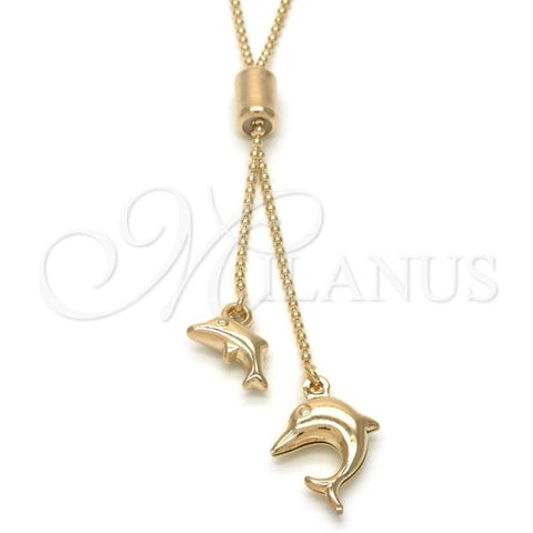 Oro Laminado Pendant Necklace, Gold Filled Style Dolphin Design, Polished, Golden Finish, 04.32.0010.3.28