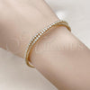 Oro Laminado Individual Bangle, Gold Filled Style with White Cubic Zirconia, Polished, Golden Finish, 07.284.0003