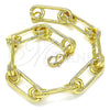 Oro Laminado Basic Bracelet, Gold Filled Style Paperclip Design, Polished, Golden Finish, 04.362.0043.08