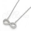 Sterling Silver Pendant Necklace, Infinite Design, with White Cubic Zirconia, Polished, Rhodium Finish, 04.336.0035.16