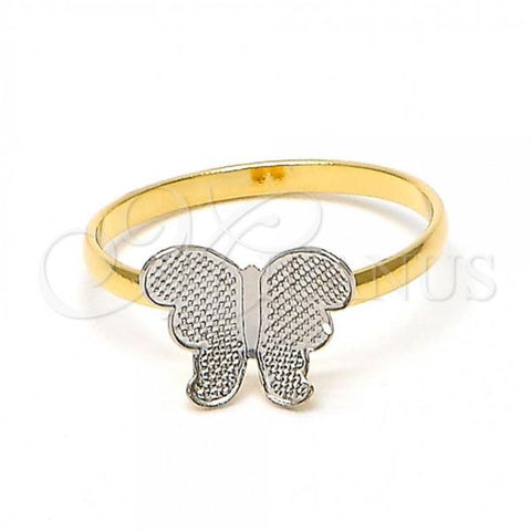 Oro Laminado Baby Ring, Gold Filled Style Butterfly Design, Polished, Two Tone, 01.21.0037.1.03 (Size 3)