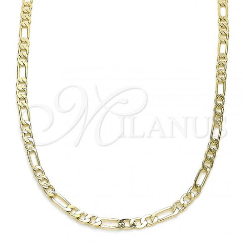 Oro Laminado Basic Necklace, Gold Filled Style Figaro Design, Polished, Golden Finish, 04.213.0239.22