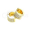 Oro Laminado Huggie Hoop, Gold Filled Style with White Micro Pave, Polished, Golden Finish, 02.195.0096.10