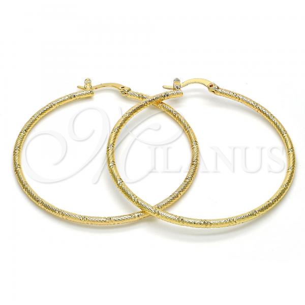 Oro Laminado Large Hoop, Gold Filled Style Diamond Cutting Finish, Golden Finish, 02.168.0039.50