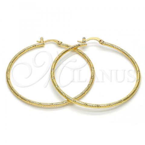 Oro Laminado Large Hoop, Gold Filled Style Diamond Cutting Finish, Golden Finish, 02.168.0039.50