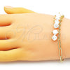 Oro Laminado Fancy Bracelet, Gold Filled Style Paperclip Design, with Ivory Pearl, Polished, Golden Finish, 03.405.0003.09