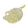 Oro Laminado Fancy Pendant, Gold Filled Style Eagle Design, with White Crystal, Polished, Golden Finish, 05.213.0123