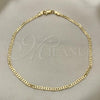 Oro Laminado Basic Anklet, Gold Filled Style Mariner Design, Polished, Golden Finish, 5.222.026.10