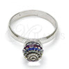 Rhodium Plated Multi Stone Ring, Ball Design, with Volcano Swarovski Crystals, Polished, Rhodium Finish, 01.239.0006.4 (One size fits all)