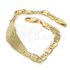 Oro Laminado ID Bracelet, Gold Filled Style Flower Design, Polished, Golden Finish, 03.63.1938.07