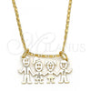 Oro Laminado Pendant Necklace, Gold Filled Style Little Girl Design, Polished, Golden Finish, 04.106.0010.20