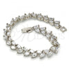 Rhodium Plated Tennis Bracelet, Leaf Design, with White Cubic Zirconia, Polished, Rhodium Finish, 03.210.0018.1.07