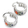 Rhodium Plated Small Hoop, with Multicolor Cubic Zirconia, Polished, Rhodium Finish, 02.210.0285.9.20