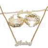 Oro Laminado Necklace, Bracelet and Earring, Gold Filled Style Polished, Golden Finish, 06.63.0248