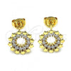 Oro Laminado Stud Earring, Gold Filled Style Star Design, with White Cubic Zirconia, Polished, Golden Finish, 02.94.0085
