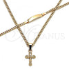 Oro Laminado Necklace and Bracelet, Gold Filled Style Crucifix Design, Polished, Golden Finish, 06.63.0261