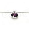 Rhodium Plated Pendant Necklace, with Amethyst Swarovski Crystals and White Micro Pave, Polished, Rhodium Finish, 04.239.0017.2.16