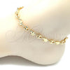 Oro Laminado Fancy Anklet, Gold Filled Style Elephant and Paperclip Design, Polished, Golden Finish, 03.326.0025.10