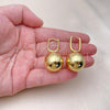 Oro Laminado Dangle Earring, Gold Filled Style Ball Design, Polished, Golden Finish, 02.368.0086