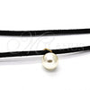 Oro Laminado Fancy Necklace, Gold Filled Style Choker and Ball Design, with Ivory Pearl, Polished, Golden Finish, 04.215.0010.13