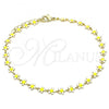 Oro Laminado Fancy Anklet, Gold Filled Style Flower Design, White Enamel Finish, Golden Finish, 03.386.0008.10