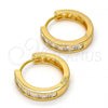 Oro Laminado Huggie Hoop, Gold Filled Style with White Cubic Zirconia, Polished, Golden Finish, 02.237.0004.1.20