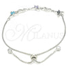 Sterling Silver Fancy Bracelet, Flower and Heart Design, with Multicolor Cubic Zirconia, Polished, Rhodium Finish, 03.175.0004.11