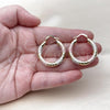 Oro Laminado Medium Hoop, Gold Filled Style Hollow Design, Diamond Cutting Finish, Tricolor, 02.213.0312.1.30