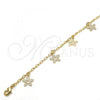 Oro Laminado Charm Bracelet, Gold Filled Style Flower Design, Polished, Golden Finish, 04.63.1376.08