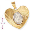 Oro Laminado Religious Pendant, Gold Filled Style Sagrado Corazon de Jesus Design, Diamond Cutting Finish, Two Tone, 5.195.015