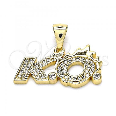 Oro Laminado Fancy Pendant, Gold Filled Style with White Cubic Zirconia and White Micro Pave, Polished, Golden Finish, 05.342.0035