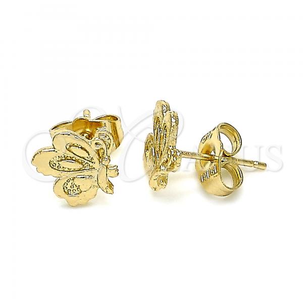 Oro Laminado Stud Earring, Gold Filled Style Butterfly Design, Polished, Golden Finish, 02.100.0126