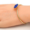 Oro Laminado Individual Bangle, Gold Filled Style with Blue Shade Swarovski Crystals, Polished, Golden Finish, 07.239.0012.2 (02 MM Thickness, One size fits all)