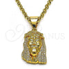 Oro Laminado Religious Pendant, Gold Filled Style Jesus Design, with White Micro Pave, Polished, Golden Finish, 05.342.0115