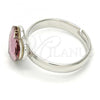 Rhodium Plated Multi Stone Ring, Heart Design, with Antique Pink Swarovski Crystals, Polished, Rhodium Finish, 01.239.0002.2 (One size fits all)