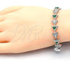 Rhodium Plated Tennis Bracelet, with Green and White Cubic Zirconia, Polished, Rhodium Finish, 03.210.0074.7.08