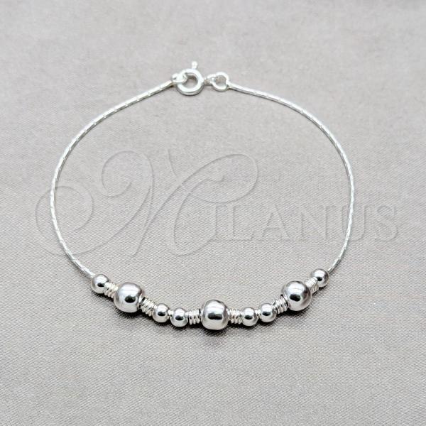 Sterling Silver Fancy Bracelet, Ball Design, Polished, Silver Finish, 03.409.0133.07